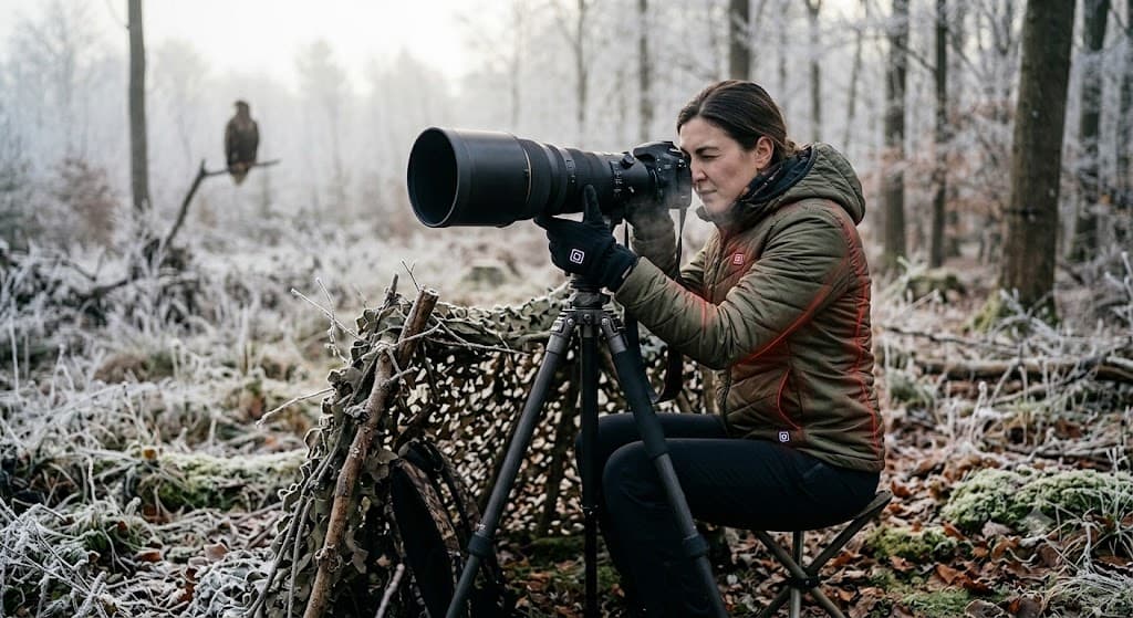 Forsidebillede til artiklen "Det perfekte fuglefoto kræver tålmodighed – og det rette udstyr til at holde varmen"